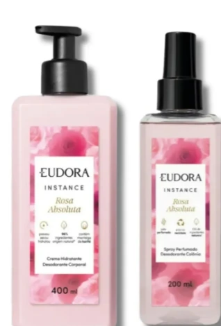 Rosa absoluta instance Eudora - COMBO hidratante 400 ml + spray perfumado 200 ml