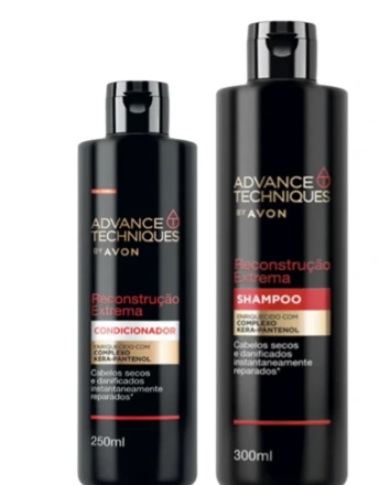 Combo Shampoo 250 ml e condicionador 300ml ADVANCE TECHIQUES RECONSTRUÇÃO EXTREMA Avon